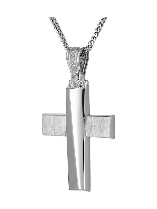 Triantos Herren Weißgold Kreuz 14K