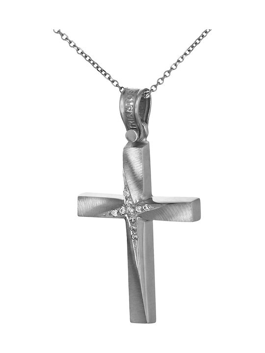 Triantos Damen Weißgold Kreuz 14K