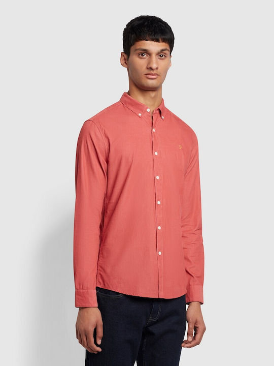 Farah Men's Shirt Long Sleeve Corduroy Red