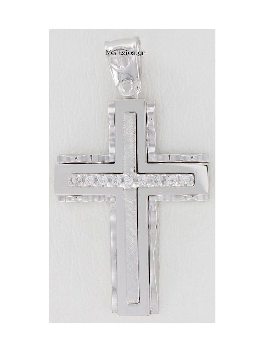 Mertzios.gr White Gold Cross 14K