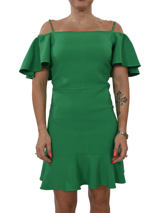 Space Style Concept Mini Evening Dress Green