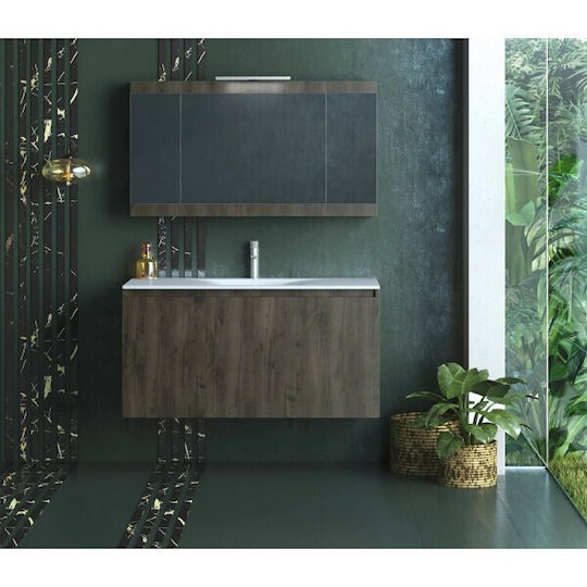 Drop Magnolia S 90 Шкаф със Мивка & Огледало Д90xШ45xВ50см Орех