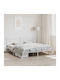 Κρεβάτι King Size Μεταλλικό Λευκό με Τάβλες για Στρώμα 190x200cm