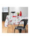 Christmas Stain-resistant Tablecloth Fabric White L300xW150cm.