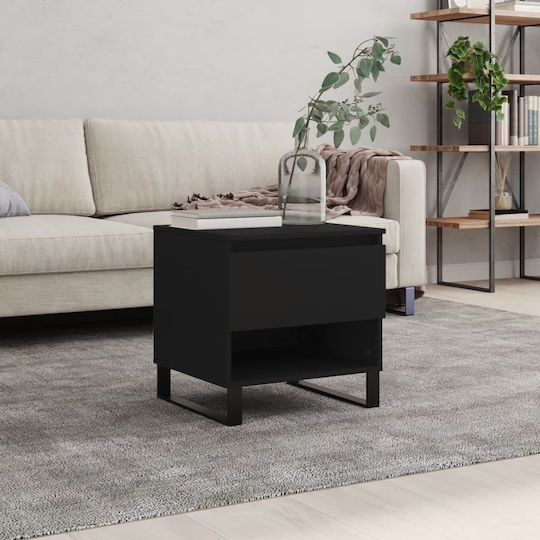 Masă Laterală Rectangulară Din Lemn Cu Sertare Neagră Lățime 50xLungime 46xÎnălțime 50cm