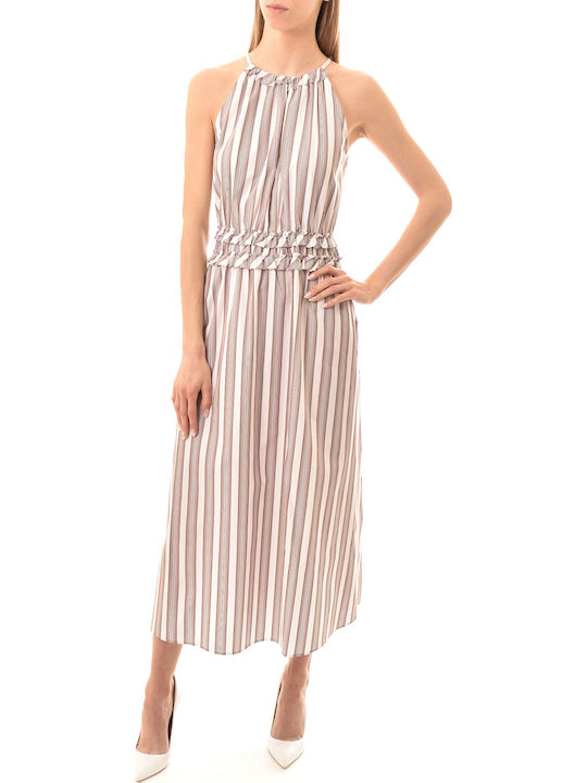Summer Midi Dress White/Brown