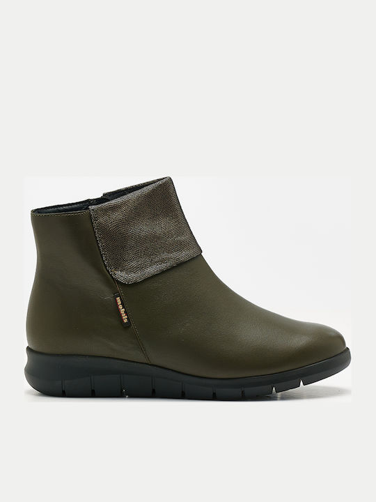 Leather Women's Ankle Boots Platform Green