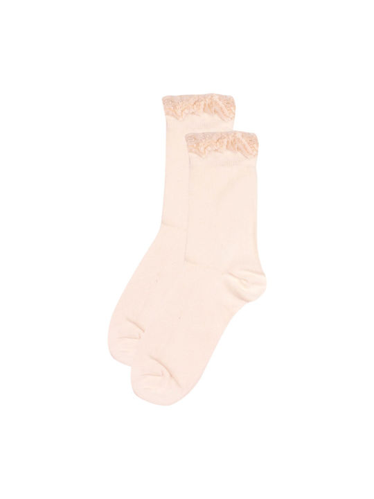 Pamela Solid Color Socks Ecru