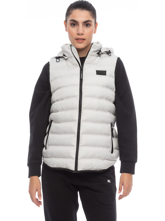Women's Short Puffer Jacket for Winter Gray