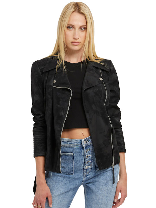 Guess 'new Women's Short Biker Jacket for Winter JBLK/JET BLACK.