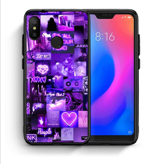 Smartfits Collage Stay Wild Umschlag Rückseite Lila (Xiaomi Mi A2 Lite) 7632007004315_43305467117723
