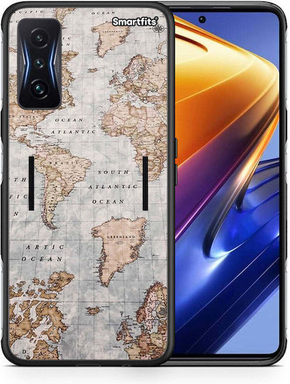Smartfits World Map Umschlag Rückseite (Poco F4 GT 5G)