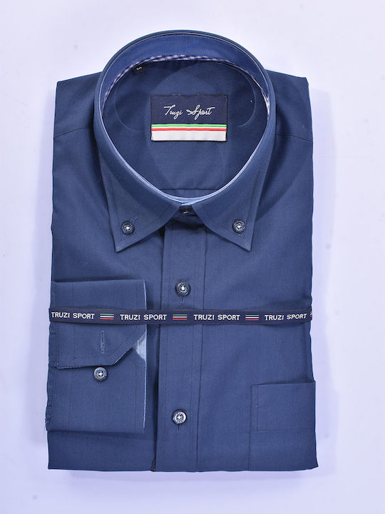 Cu mânecă lungă Cămașă Navy Blue