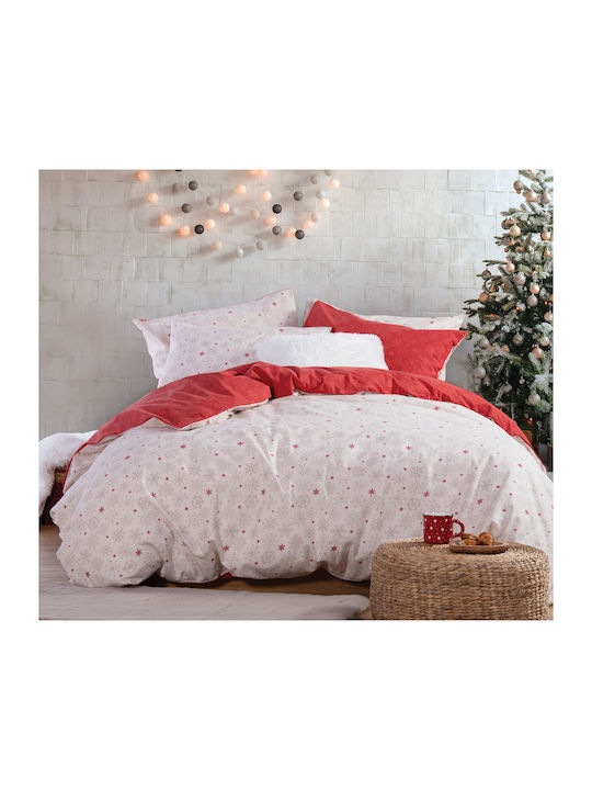 Nef-Nef Set Bettbezug Baumwolle Über-Doppelbett mit 2 Kissenbezügen 230x240 Best Wishes Ecru