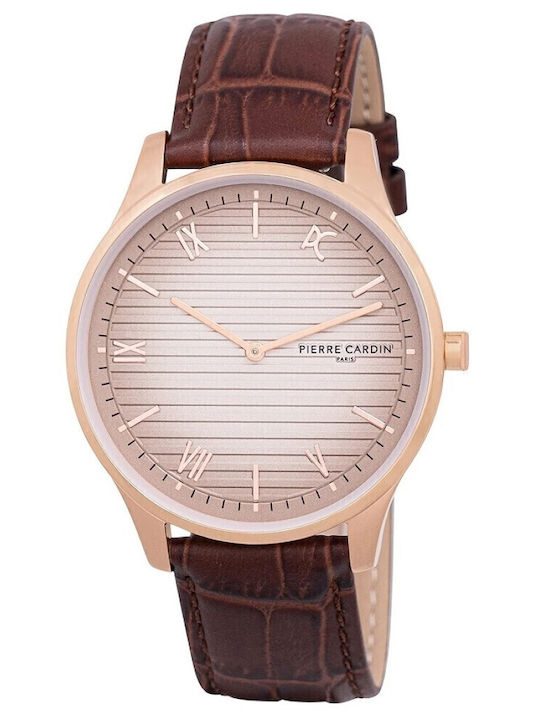 Pierre Cardin Bastille Lines Ανδρικό Ρολόι 42mm Μπαταρίας με Καφέ Δερμάτινο Λουράκι