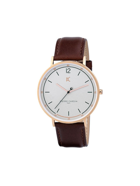 Pierre Cardin Bonne Watch Battery with Brown Leather Strap