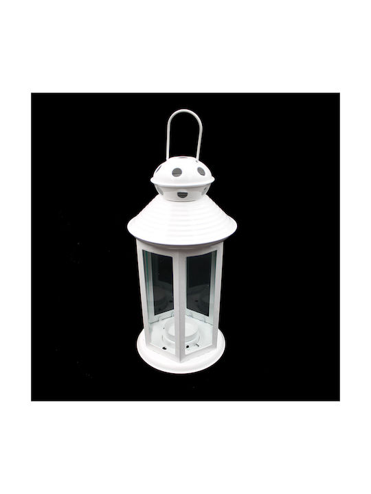 Metallic Lantern White 23x11cm