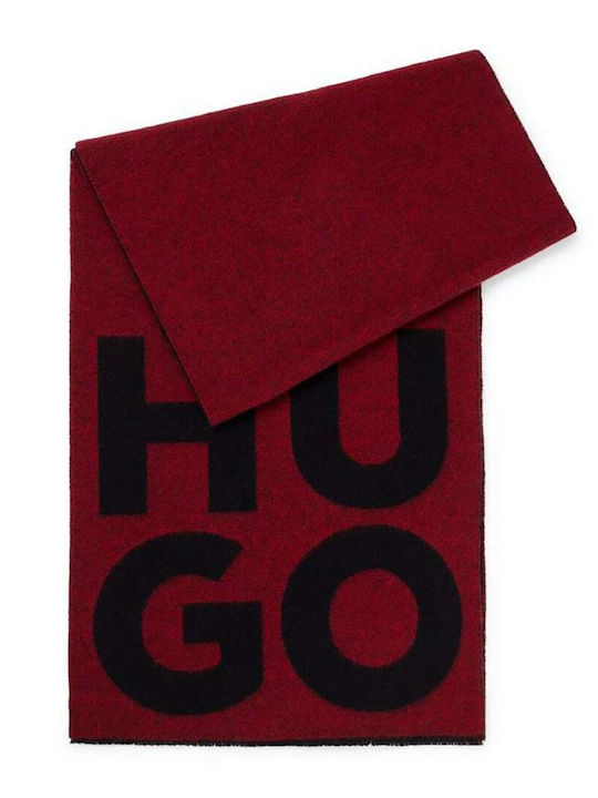 Hugo Boss Men's Wool Scarf Burgundy