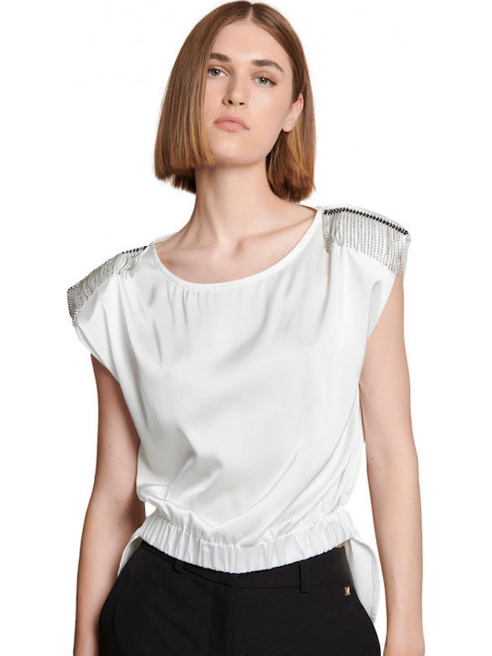 Bluze Damă de Vara Satin Fără Mâneci Bej