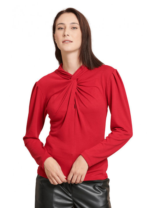 Matis Fashion Women's Crop Top Long Sleeve Red