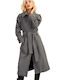 Matis Fashion Women's Checked Long Coat with Buttons KARO (KARO)