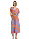 Matis Fashion Midi Evening Dress Satin Wrap Orange
