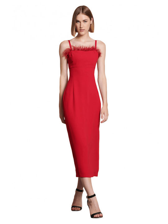 Matis Fashion Midi Kleid Spaghetti-Träger Rot