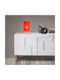 Veis Fabric Table Lamp for Socket E14 with Red Shade and White Base