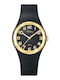 Tekday Strap Damen Uhr mit Schwarz Kautschukarmband
