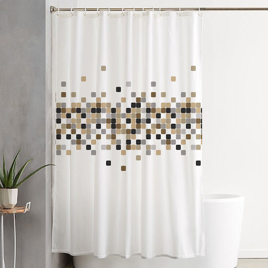 Viopros Κουρτίνα Μπάνιου Υφασμάτινη 180x180cm Λευκό Viopros Κουρτίνα Μπάνιου Υφασμάτινη 180x180cm Λευκό