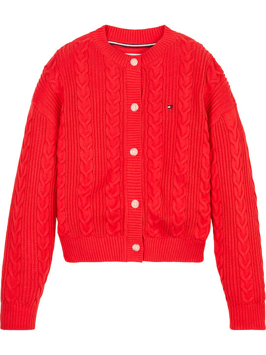 Tommy Hilfiger Παιδική Ζακέτα Πλεκτή Κόκκινη
