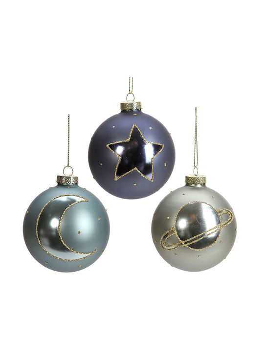 Space Christmas Glass Ball Ornament Blue