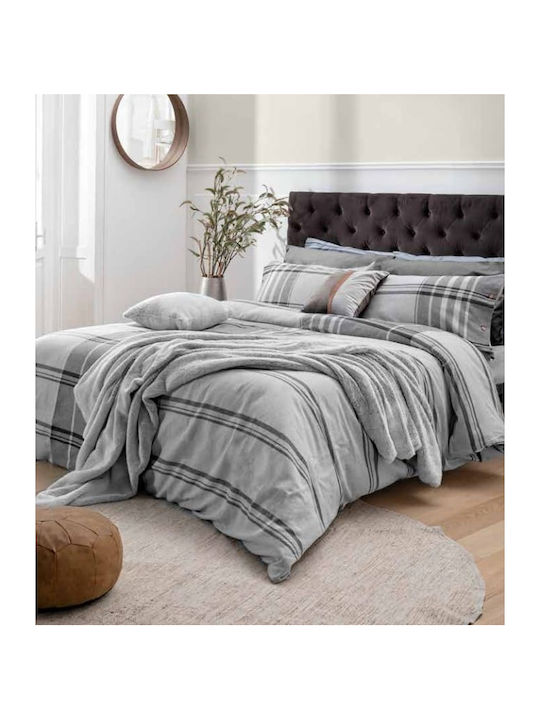 Amo La Casa Bio Σετ Σεντόνια King Size Φανελένια με Λάστιχο 240x290εκ. Γκρι (4τμχ)