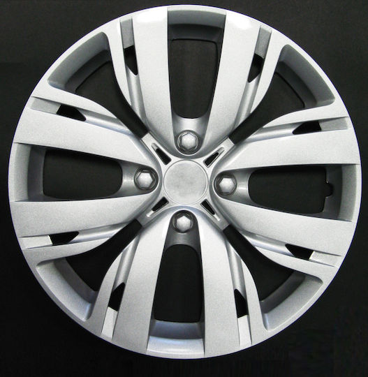 Farad Car Hubcap Set with Peugeot Emblem 15" 4pcs Silver