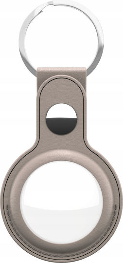 KeyBudz Leather Keyring Θήκη Μπρελόκ Δερμάτινη για AirTag Sandy Beige