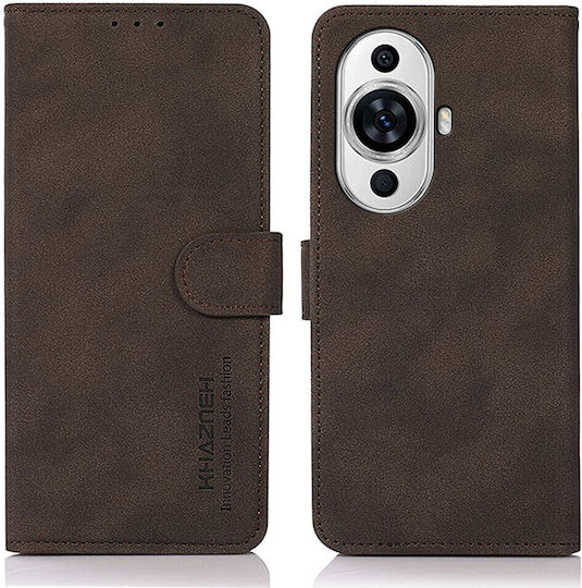 Khazneh Litchi Skin Texture Back Cover Δερμάτινο Μαγνητικό Καφέ (Huawei Nova 11 Pro)