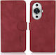 Khazneh Litchi Skin Texture Back Cover Leather Magnetic Red (Huawei Nova 11 Pro)