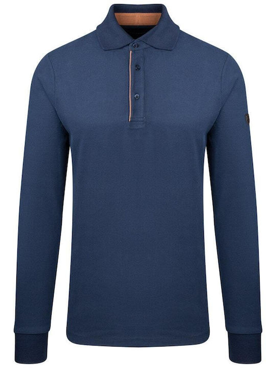 Guy Laroche Men's Long Sleeve Blouse Polo BLUE