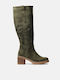 InShoes Suede Women's Boots with Zipper Khaki