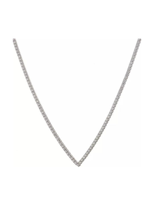 Oxzen Σχήμα V Necklace from Silver with Zircon