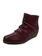 Leder Stiefeletten Damen Burgundisch