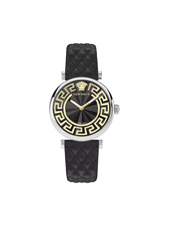 Versace Uhr mit Schwarz Lederarmband