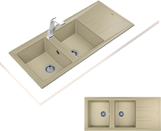 Teka 80 B-tg 2b 1d 115400005 Drop-In Мивка от Синтетичен Гранит Ш116xД51см Бежов топаз