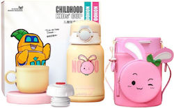 NOHOO Plastic Kids Water Bottle Thermos with St...