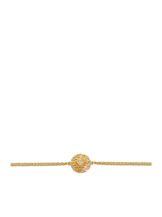 Gregio Women's Bracelet with Heart Design in Silver Gold Plated with Zircon 18cm
