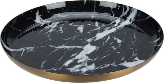 Koopman Metal Rotund Tavă de Servire cu Mânere în Culoare Negru 23x23cm A04610230 1buc