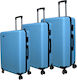 Abs Travel Suitcases Hard Blue with 4 Wheels Set of 3pcs