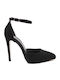 Stefania Suede Black Heels Γυναικείες