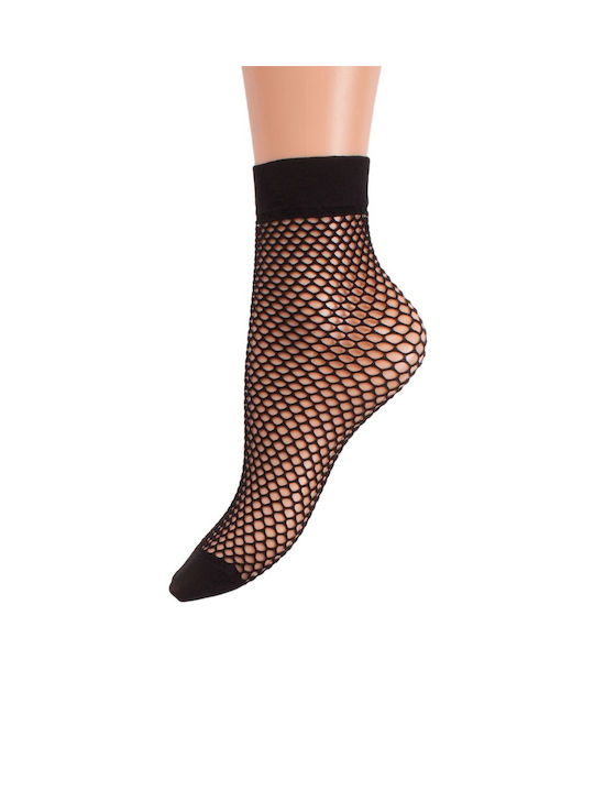 Linea D'oro Women's Socks Net Black with Print