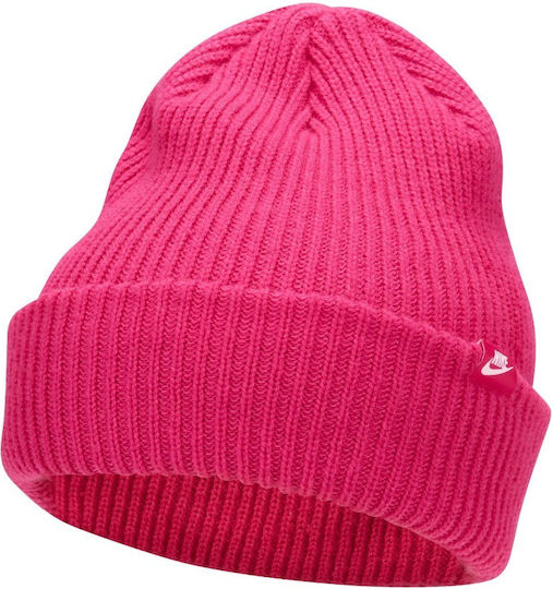 Peak Beanie Unisex Σκούφος Πλεκτός σε Φούξια χρώμα